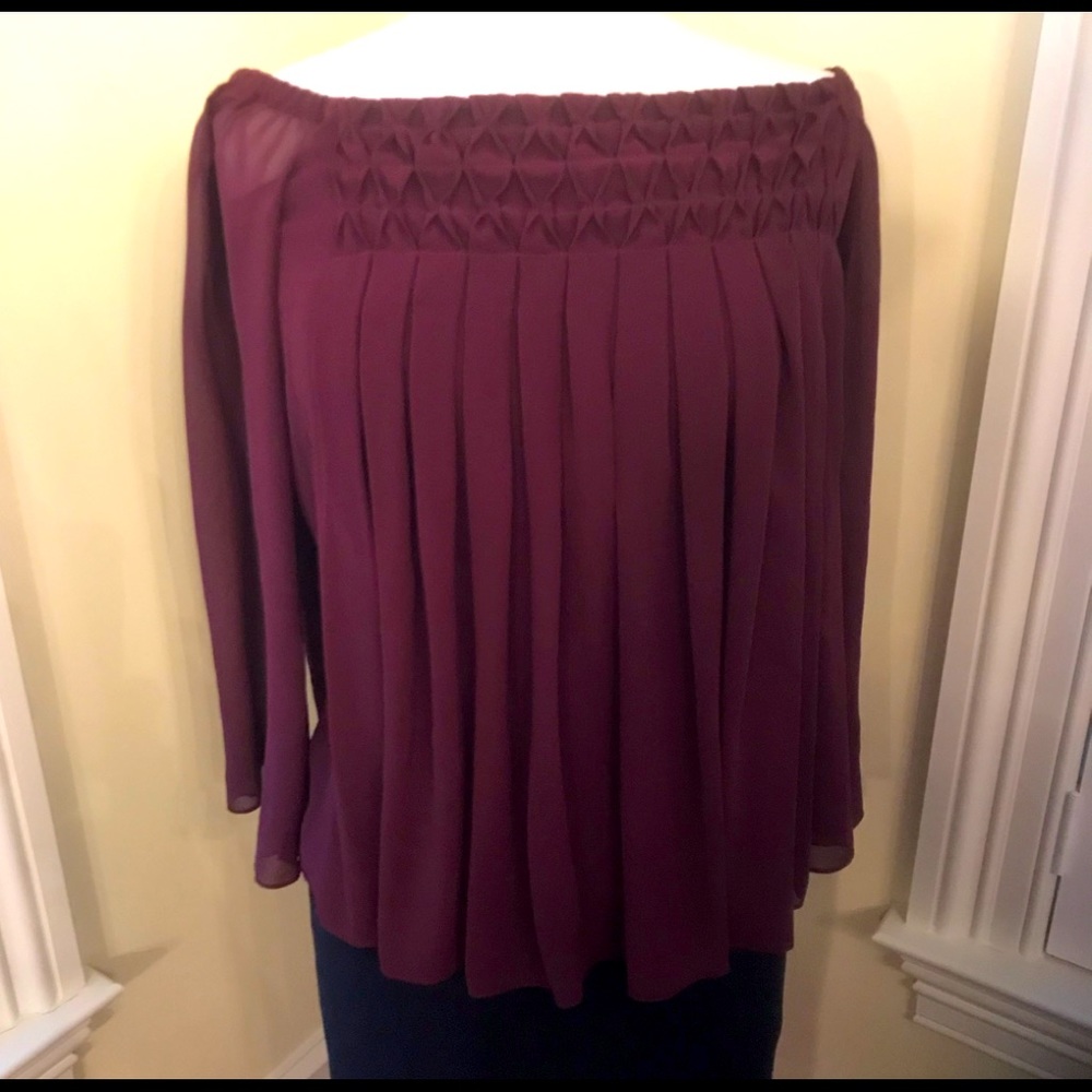 Bailey 44 Deep Maroon Off the Shoulder Top Small NWOT